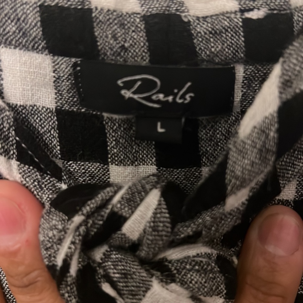 Rails black and white checkered spaghetti strap linen mini dress Size Large - Picture 6 of 6